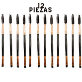 Brocha diagonal para ceja con cepillo. Pincel para delinear + Cepillo Spoolie.