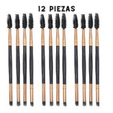 Brocha recta para ceja con cepillo. Pincel delgado para delinear + Cepillo Spoolie.