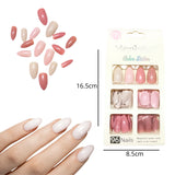 Set de uñas postizas, press on Merry Color, color light coral con forma de almendra.