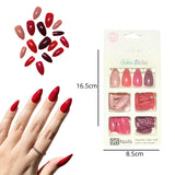 Set de uñas postizas, press on Merry Color, color indian red con forma de almendra.