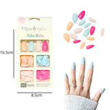 Set de uñas postizas, press on Merry Color, color dark red con forma de almendra.