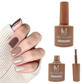 Gel polish UV/LED, color tan, soak off. M+Nails.