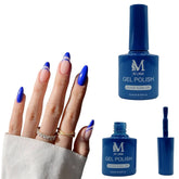 Gel polish UV/LED, color medium blue, soak off. M+Nails.