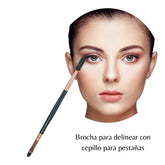 Brocha recta para ceja con cepillo. Pincel delgado para delinear + Cepillo Spoolie.