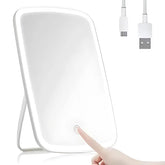 Espejo de maquillaje LED plegable y 3 modos de iluminación.