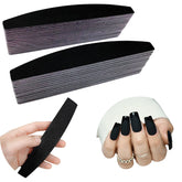 Lima de uñas doble cara profesional forma media luna, pulidora de uñas grano, color negro.