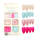 Set de uñas postizas, press on Merry Color, color deep pink con forma de almendra.