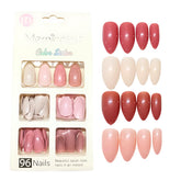 Set de uñas postizas, press on Merry Color, color lavender blush con forma de almendra.