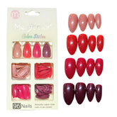 Set de uñas postizas, press on Merry Color, color indian red con forma de almendra.