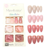 Set de uñas postizas, press on Merry Color, color light coral con forma de almendra.