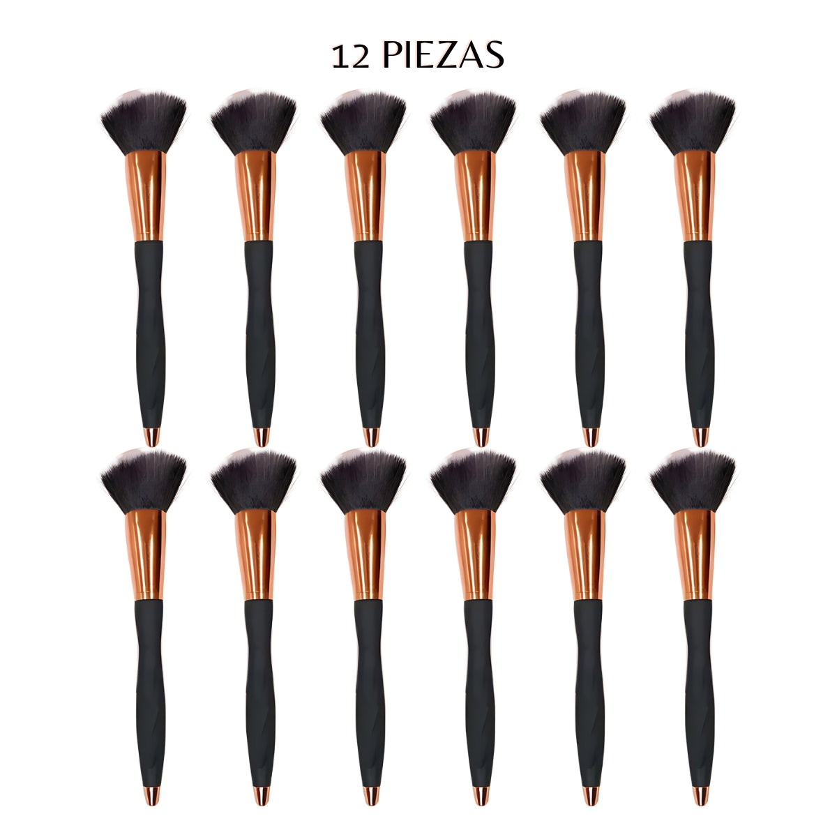 Brocha de maquillaje profesional. Ideal para contornear y definir el rostro. 12 pzas.