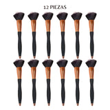 Brocha de maquillaje profesional. Ideal para contornear y definir el rostro. 12 pzas.