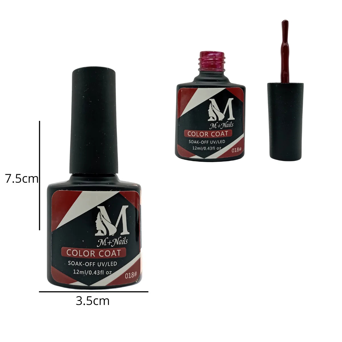 Esmalte gel UV para uñas, color maroon, Coat Soak Off.