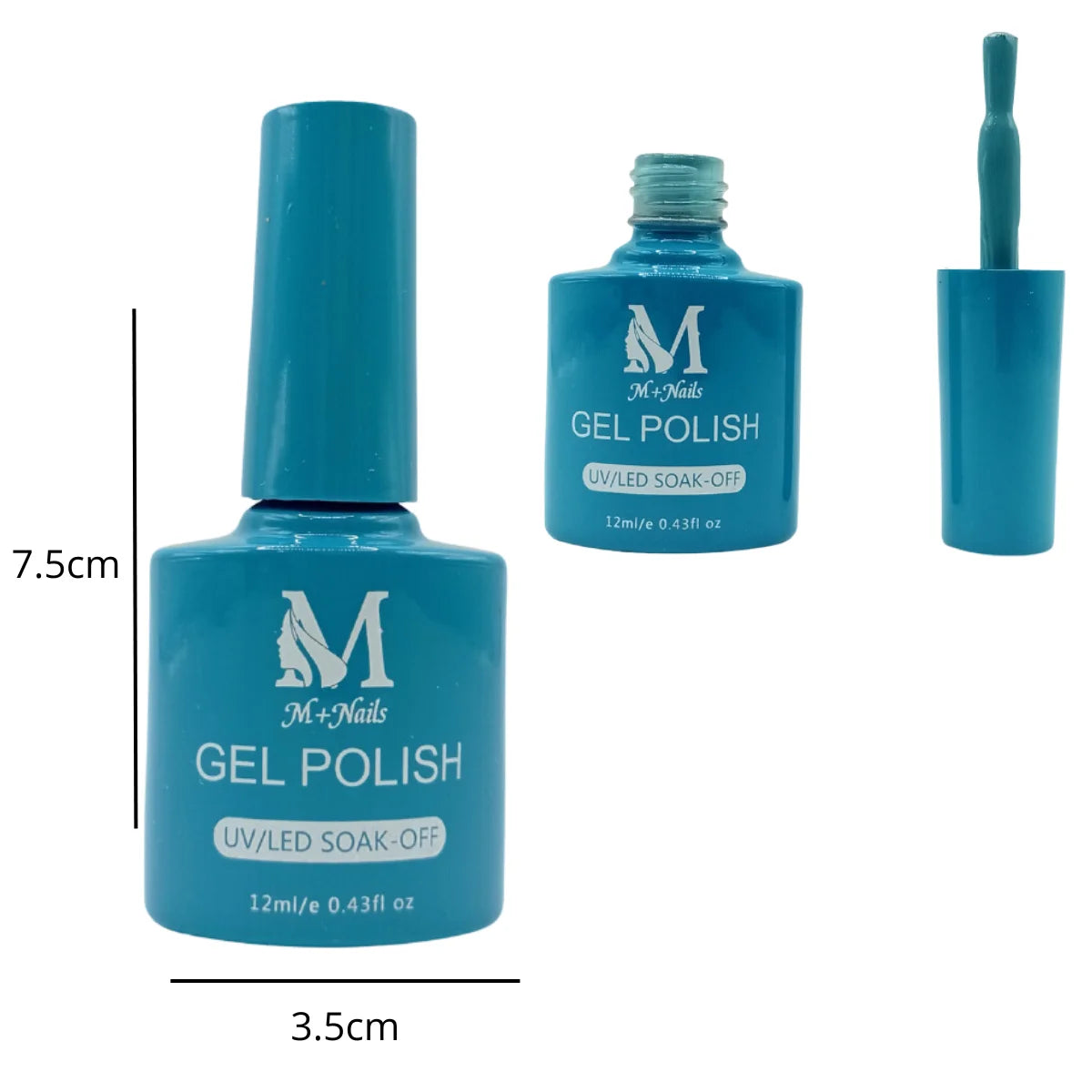 Gel polish UV/LED, color deep sky blue, soak off. M+Nails.