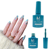 Gel polish UV/LED, color deep sky blue, soak off. M+Nails.