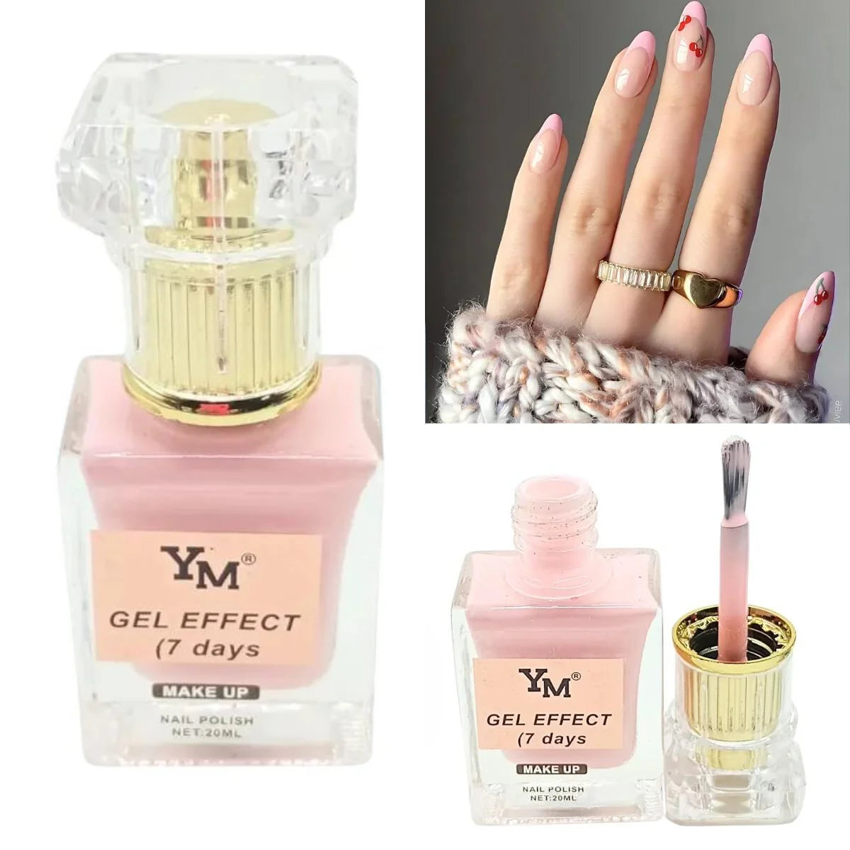 Esmalte efecto gel SIN LAMPARA, color pink, YM.