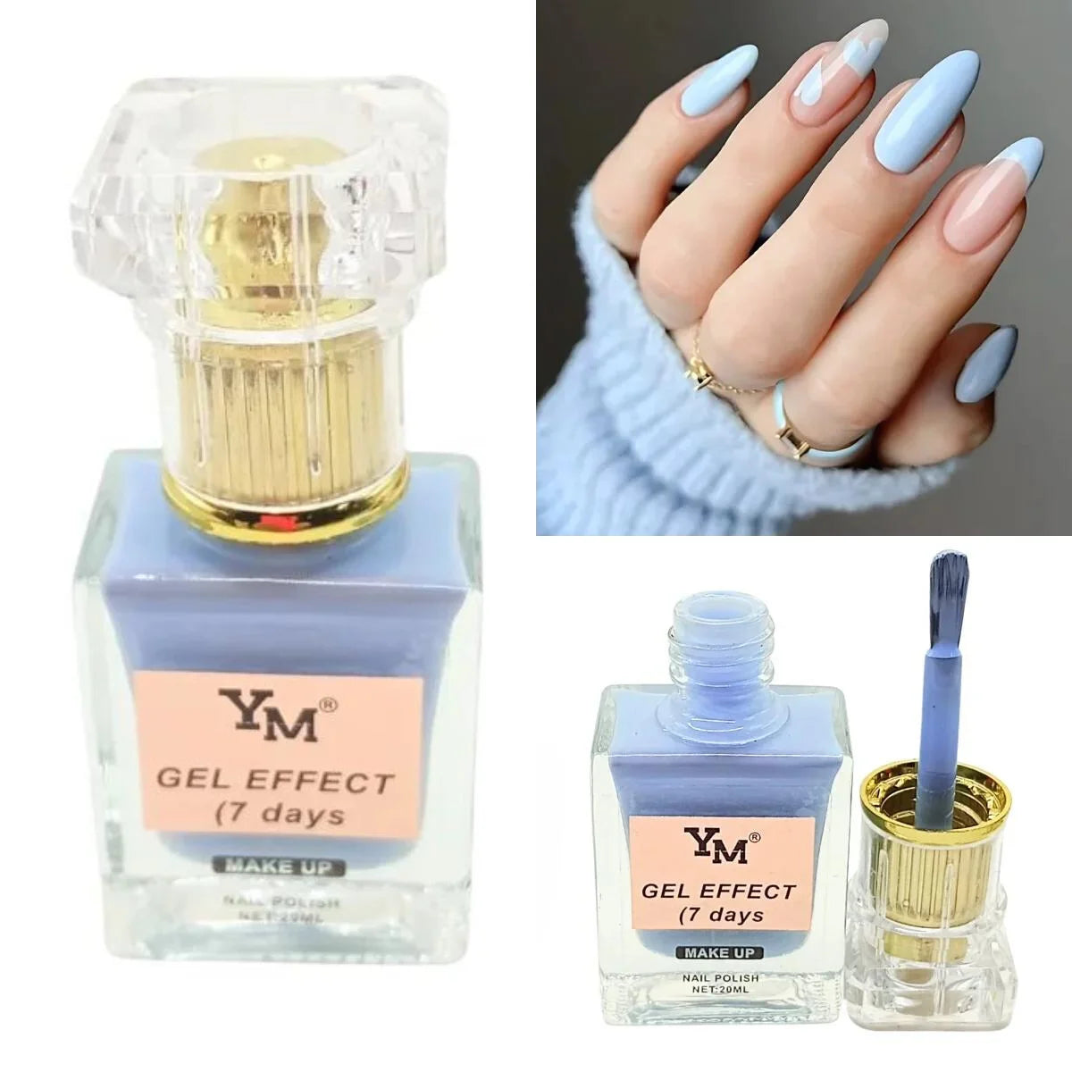 Esmalte efecto gel SIN LAMPARA, color corn flower blue. YM.