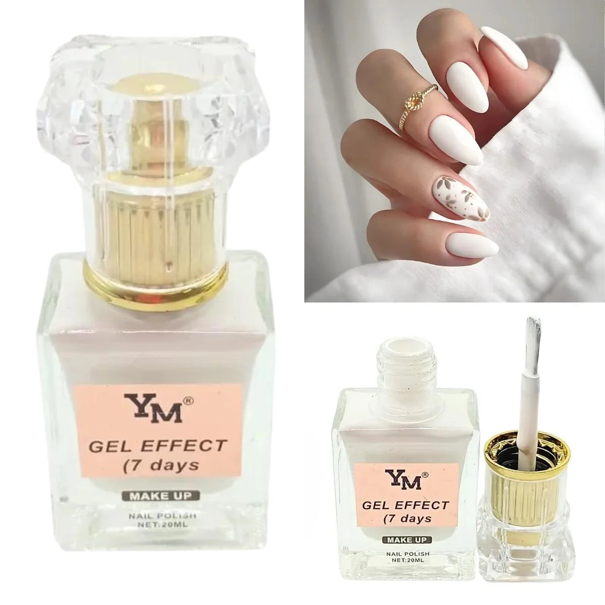 Esmalte efecto gel SIN LAMPARA, color white, YM.