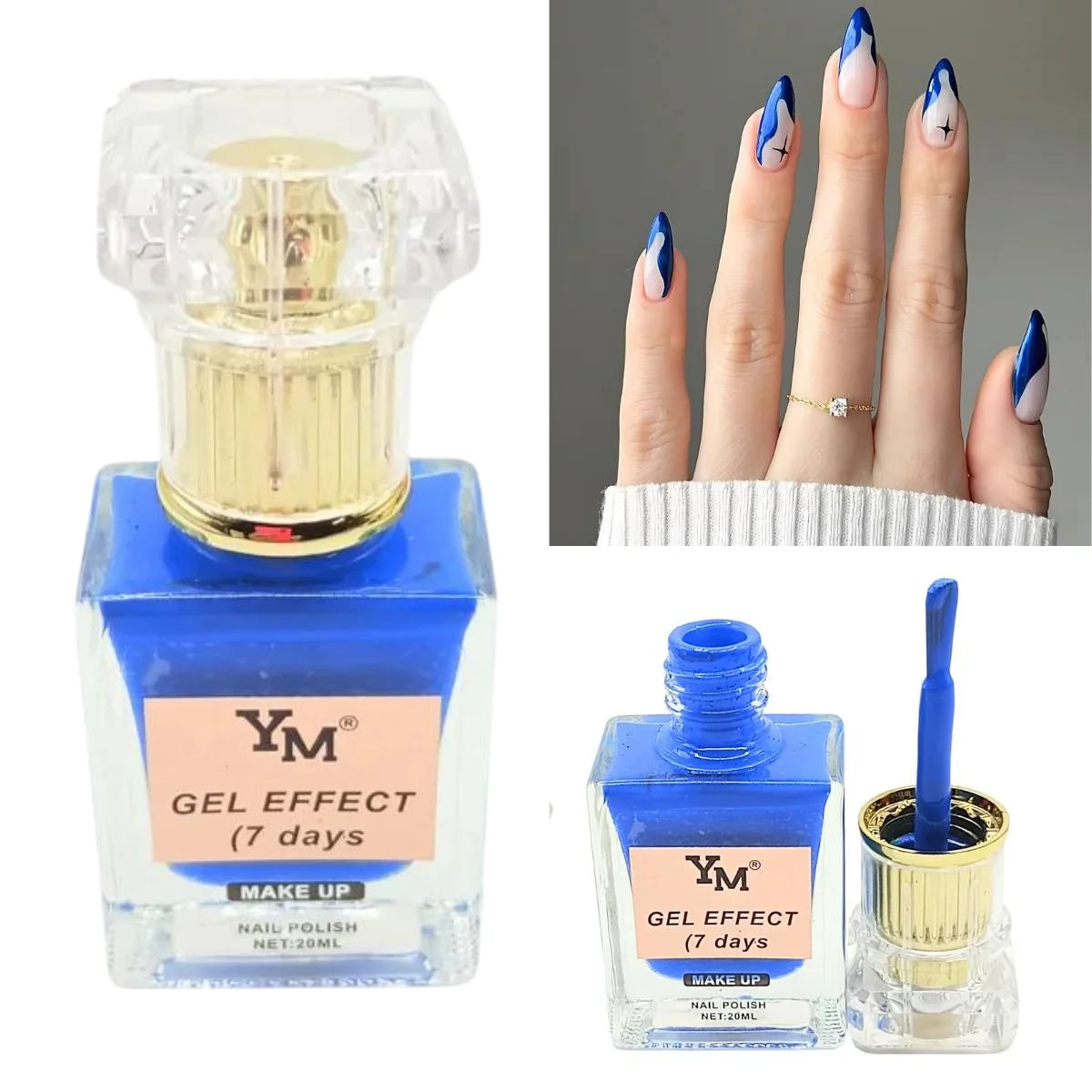 Esmalte efecto gel SIN LAMPARA, color blue, YM.