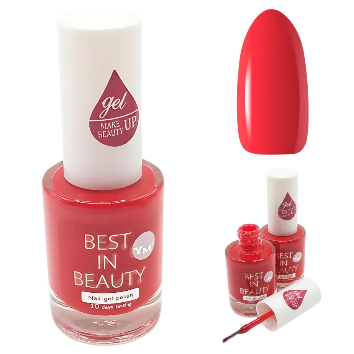 Esmalte efecto gel SIN LAMPARA semipermanente, color red. Best In Beauty.