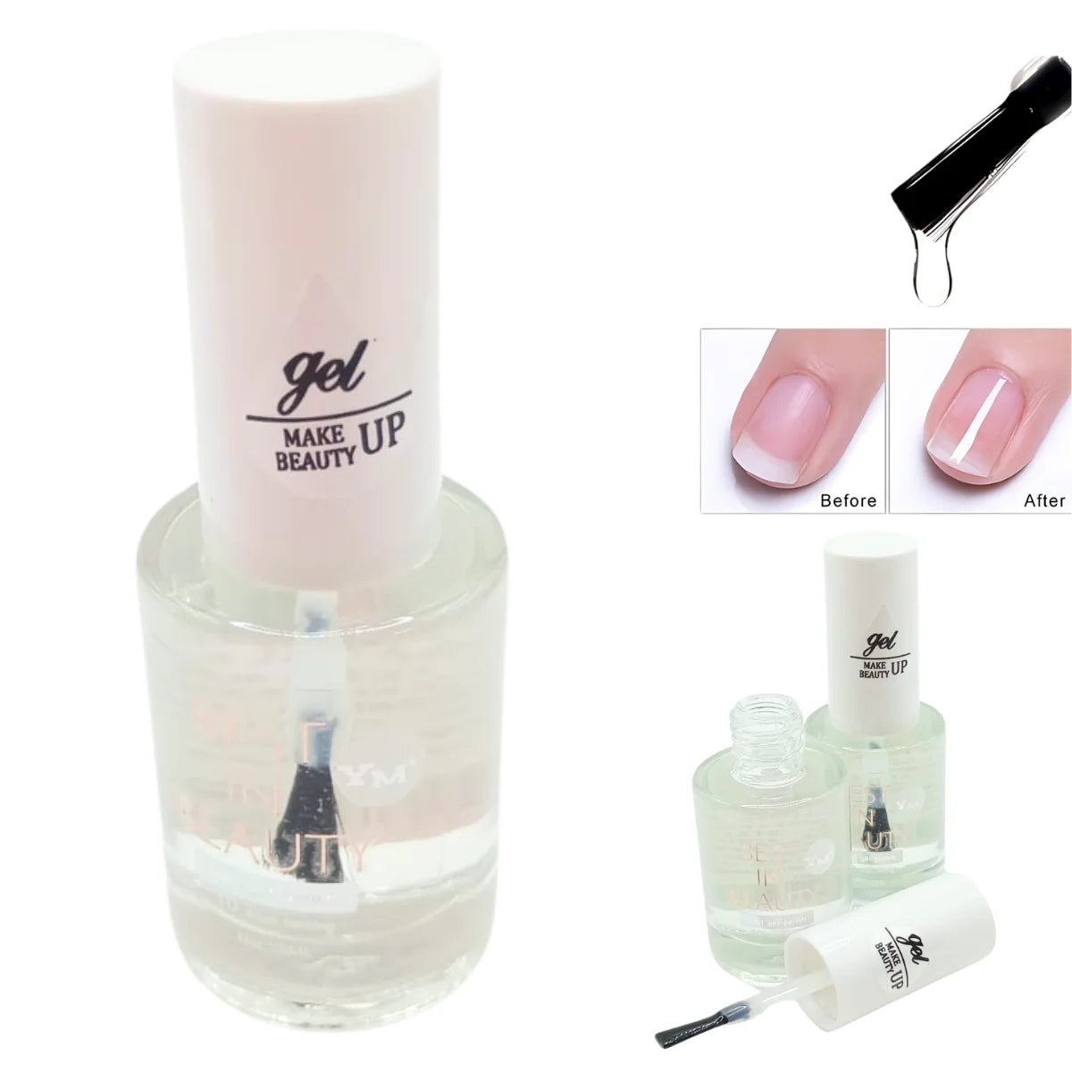 Esmalte efecto gel SIN LAMPARA semipermanente, color transparent. Best In Beauty.