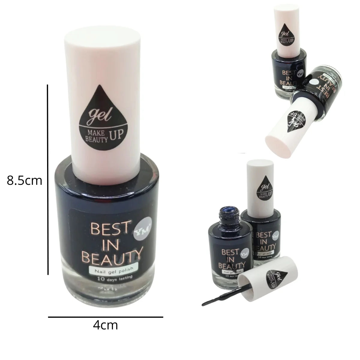 Esmalte efecto gel SIN LAMPARA semipermanente, color black. Best In Beauty.