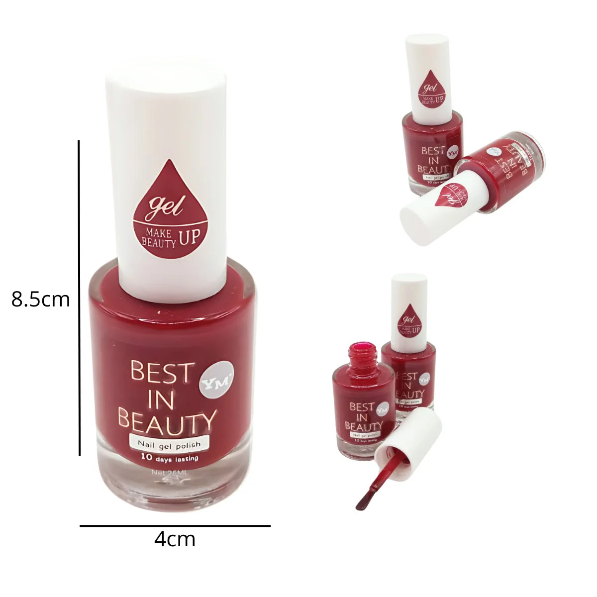 Esmalte efecto gel SIN LAMPARA semipermanente, color firebrick. Best In Beauty.