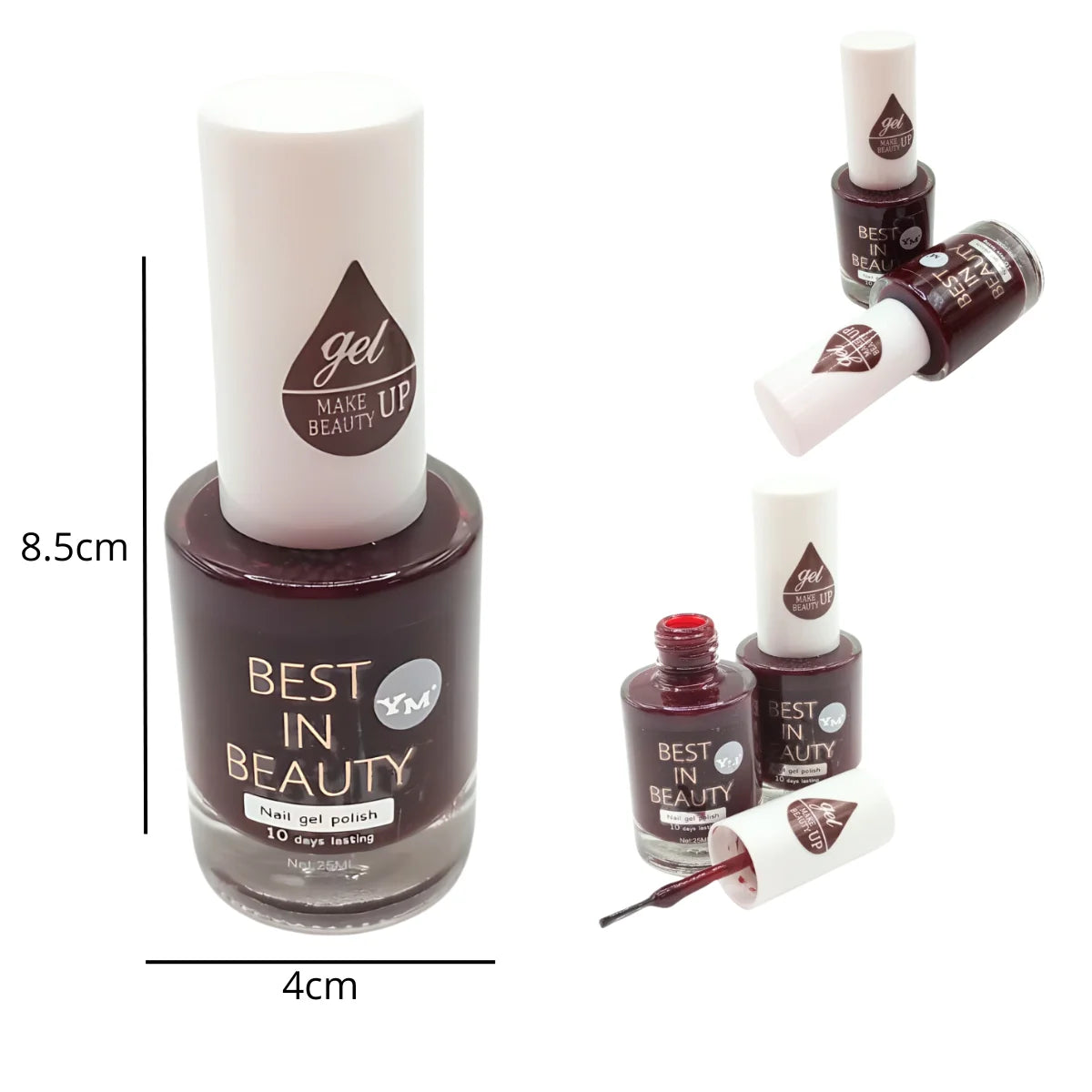 Esmalte efecto gel SIN LAMPARA semipermanente, color maroon. Best In Beauty.