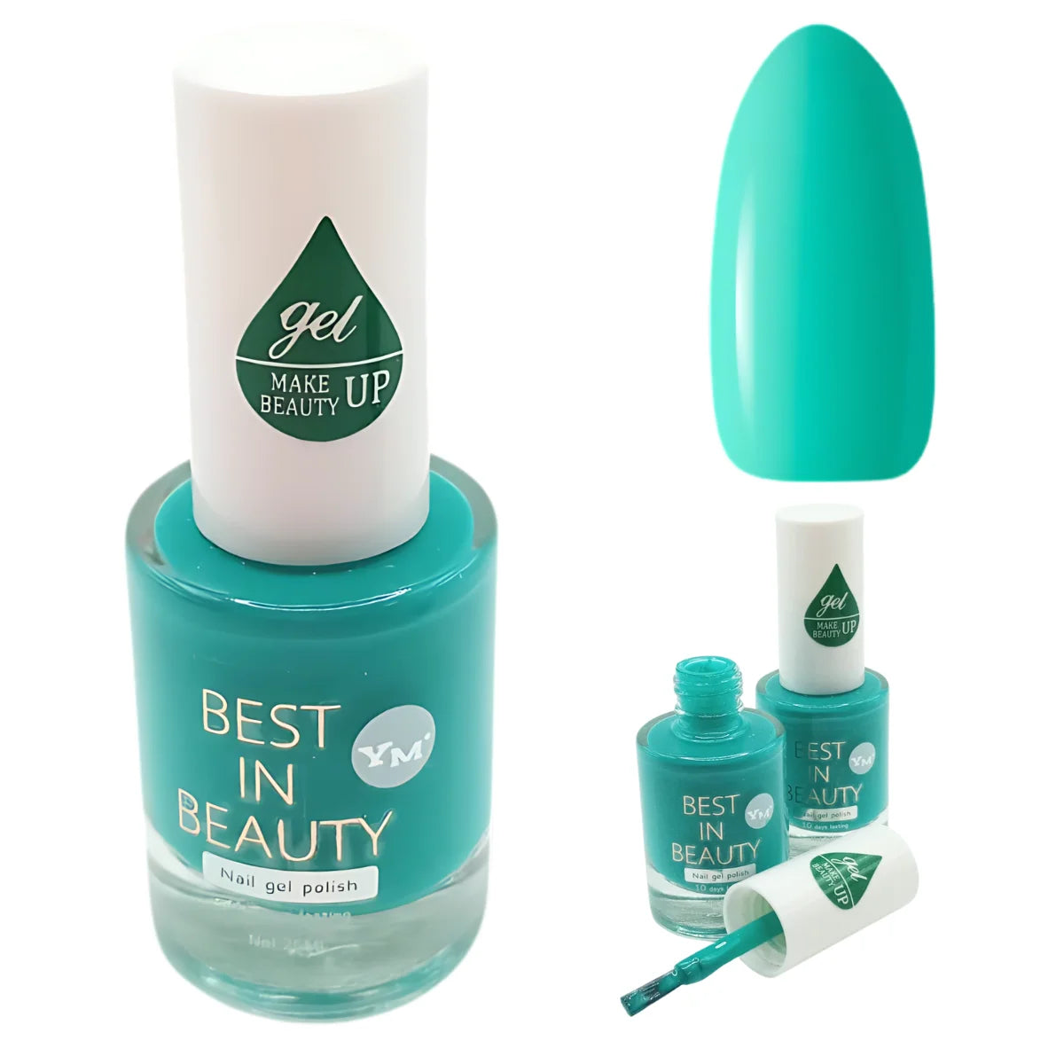 Esmalte efecto gel SIN LAMPARA semipermanente, color turquoise. Best In Beauty.