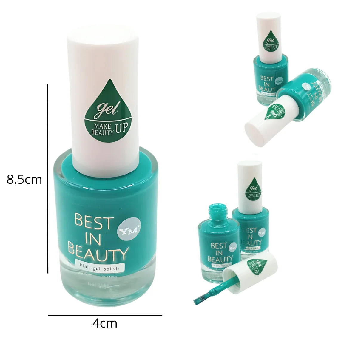 Esmalte efecto gel SIN LAMPARA semipermanente, color turquoise. Best In Beauty.