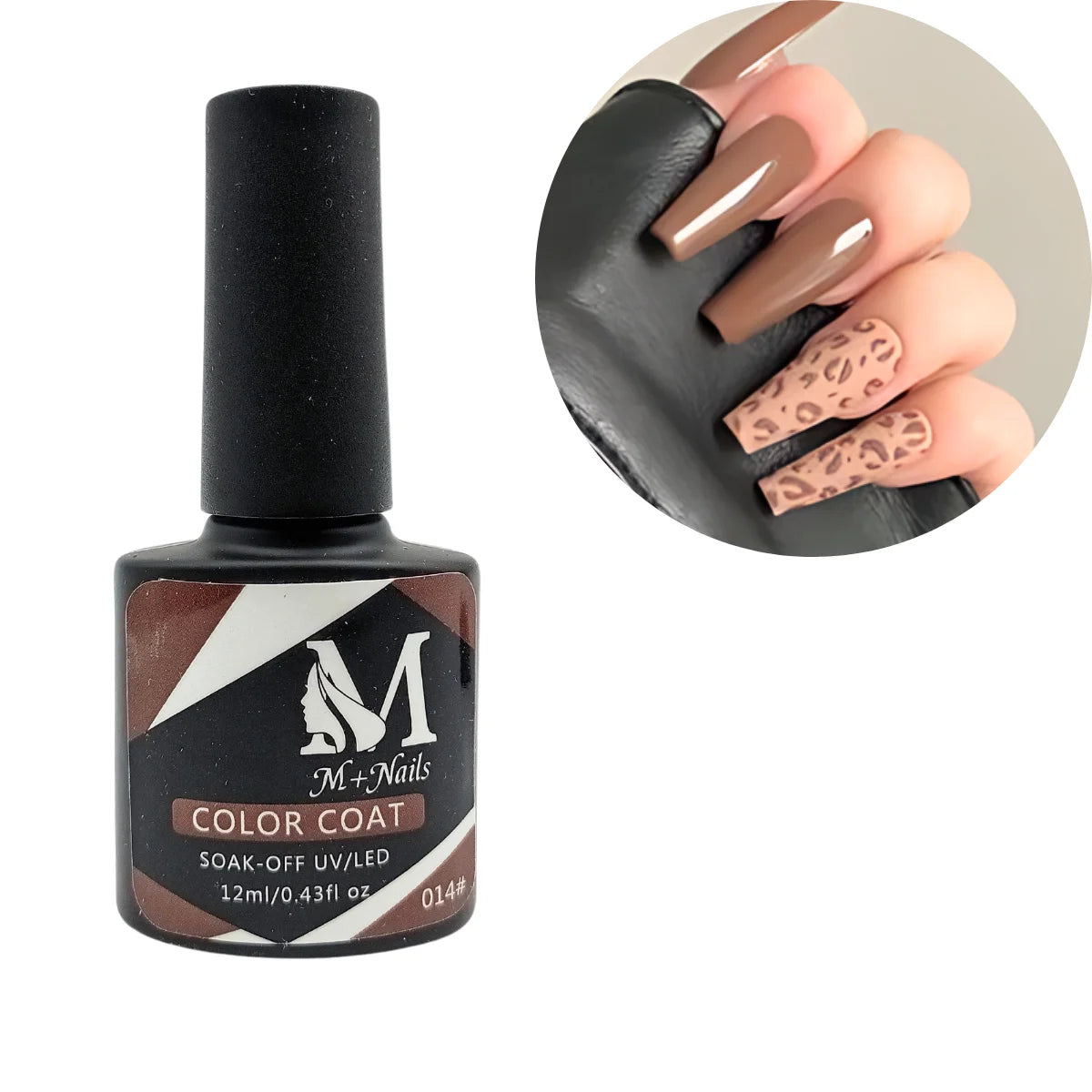 Esmalte gel UV para uñas, color saddle brown, Coat Soak Off.