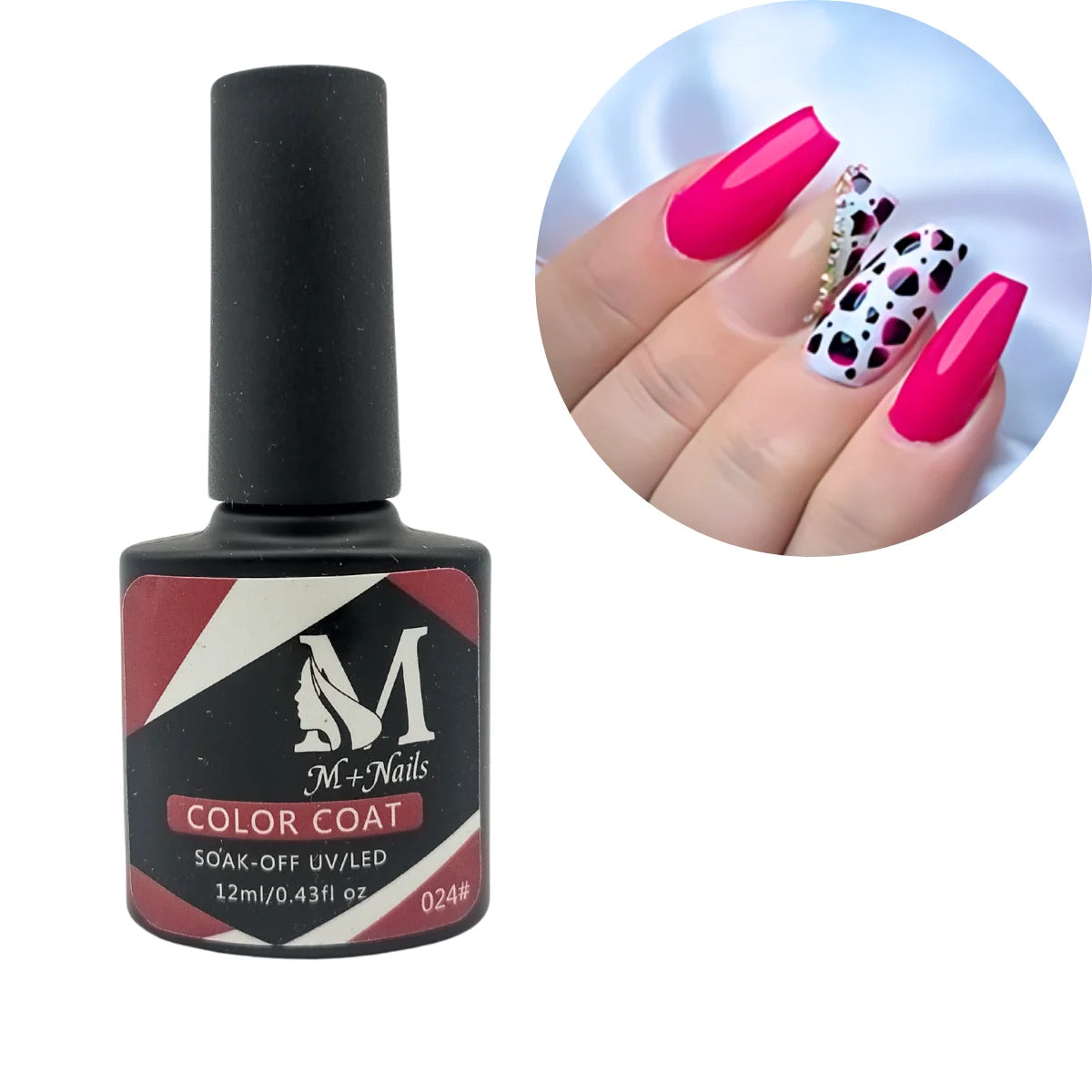 Esmalte gel UV para uñas, color hot pink, Coat Soak Off.