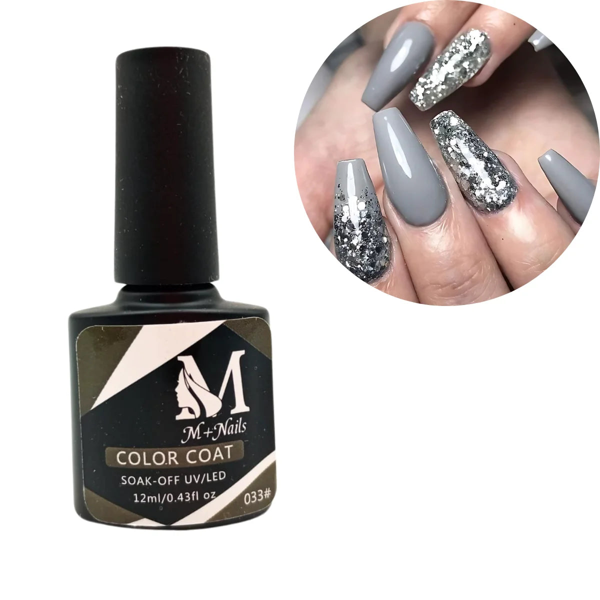 Esmalte gel UV para uñas, color dim grey, Coat Soak Off.