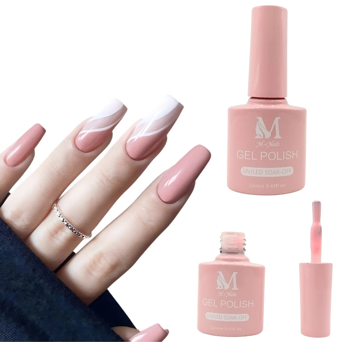 Gel polish UV/LED, color misty rose, soak off. M+Nails.