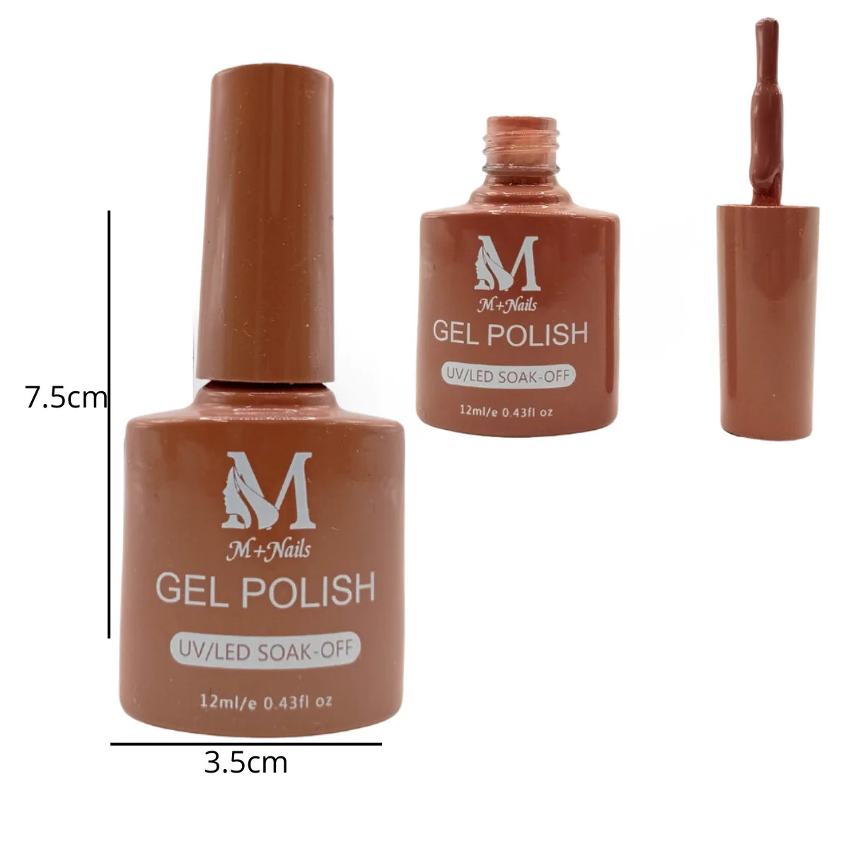 Gel polish UV/LED, color sienna, soak off. M+Nails.