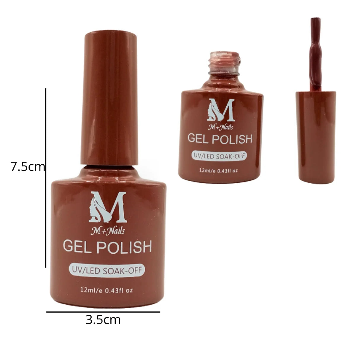 Gel polish UV/LED, color sienna, soak off. M+Nails.