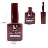 Gel polish UV/LED, color maroon, soak off. M+Nails.