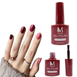 Gel polish UV/LED, color maroon, soak off. M+Nails.