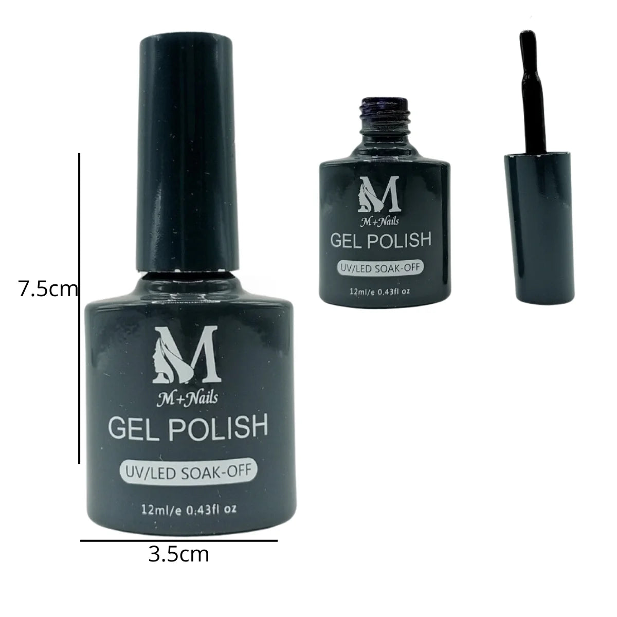 Gel polish UV/LED, color dark slate grey, soak off. M+Nails.