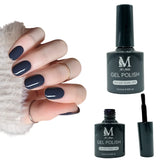 Gel polish UV/LED, color dark slate grey, soak off. M+Nails.