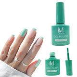 Gel polish UV/LED, color dark turquoise, soak off. M+Nails.