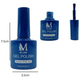 Gel polish UV/LED, color medium blue, soak off. M+Nails.