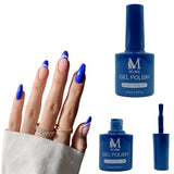 Gel polish UV/LED, color medium blue, soak off. M+Nails.