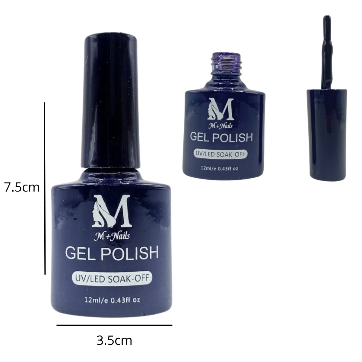 Gel polish UV/LED, color midnight blue, soak off. M+Nails.