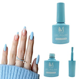 Gel polish UV/LED, color light sky blue, soak off. M+Nails.