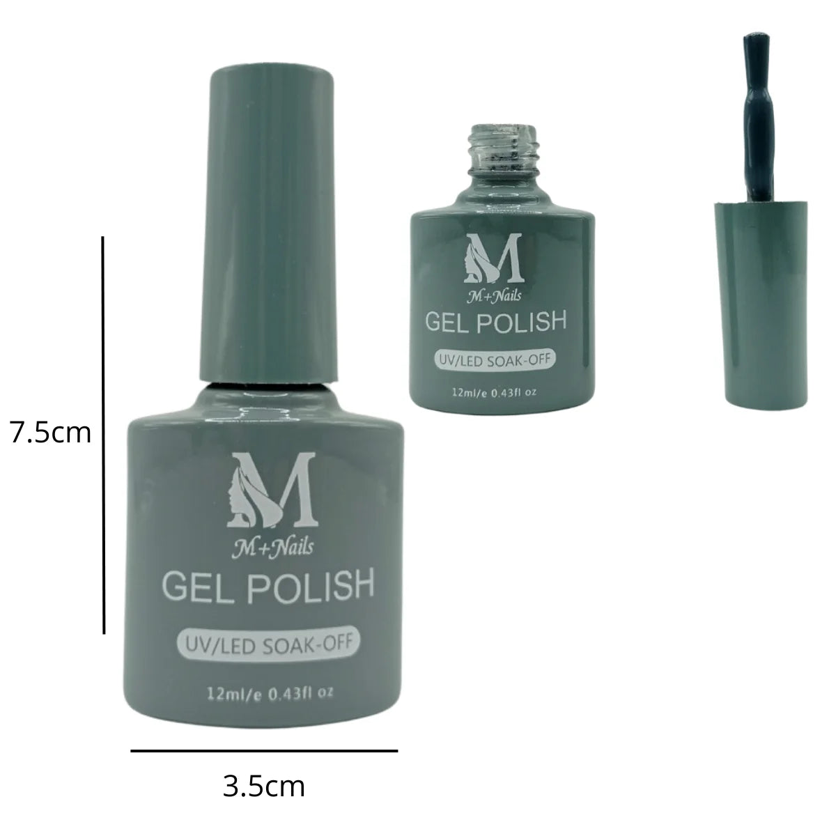 Gel polish UV/LED, color light slate grey, soak off. M+Nails.