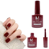 Gel polish UV/LED, color vino, soak off. M+Nails.