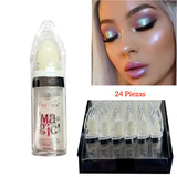 24 Piezas Barra Brillo de Polvo de Hadas, Barra de Rubor Brillante y Brillante, Barra de Retoque Facial Tridimensional de Alto Brillo, Polvo Fluorescente de Brillo Corporal