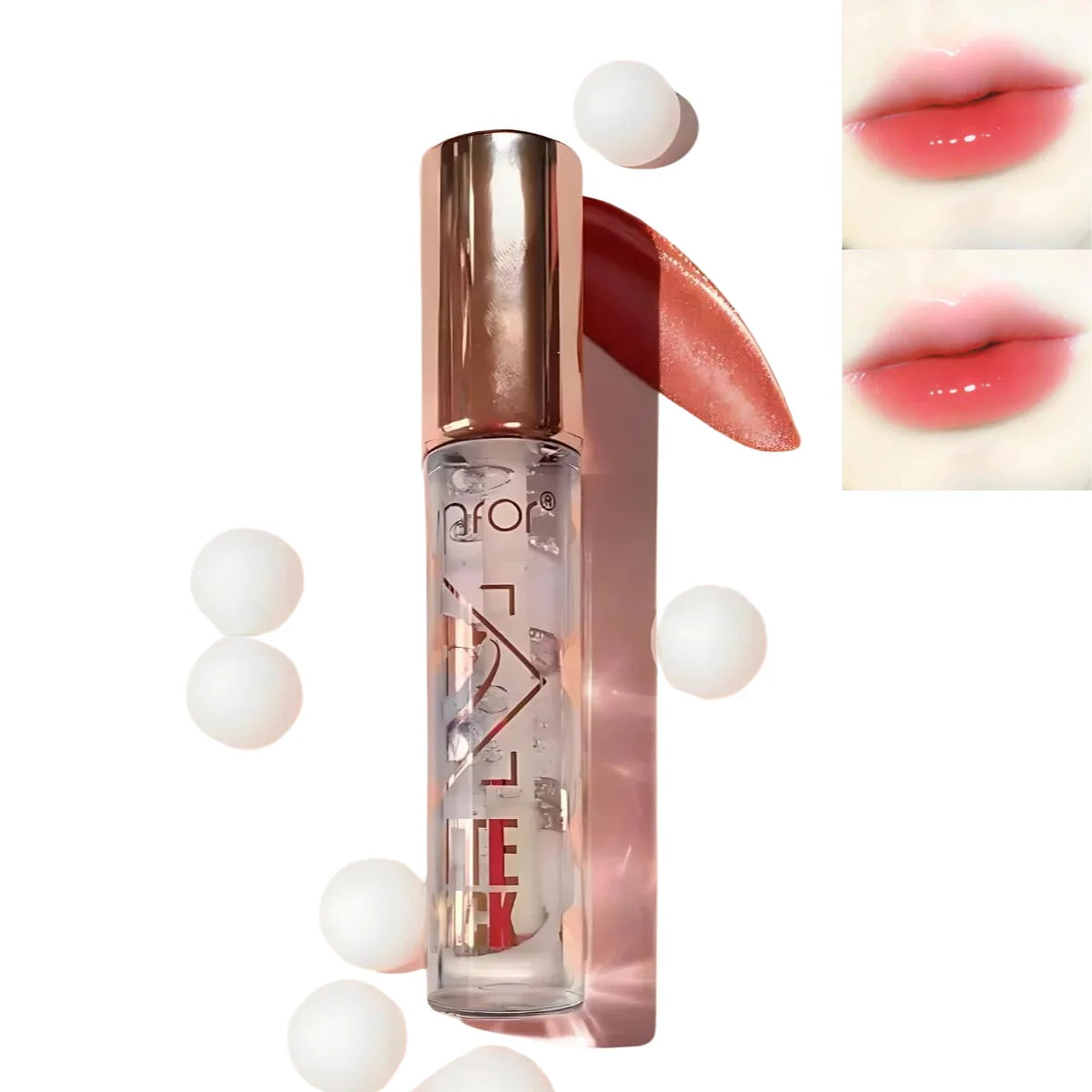 Brillo de labios voluminizador con aceite hidratante.