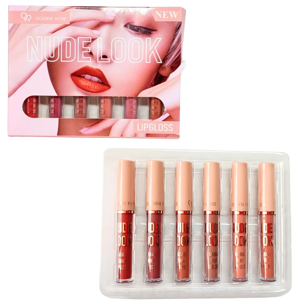 Coleccion lip gloss qoiden rose nude look, 6 pzas.